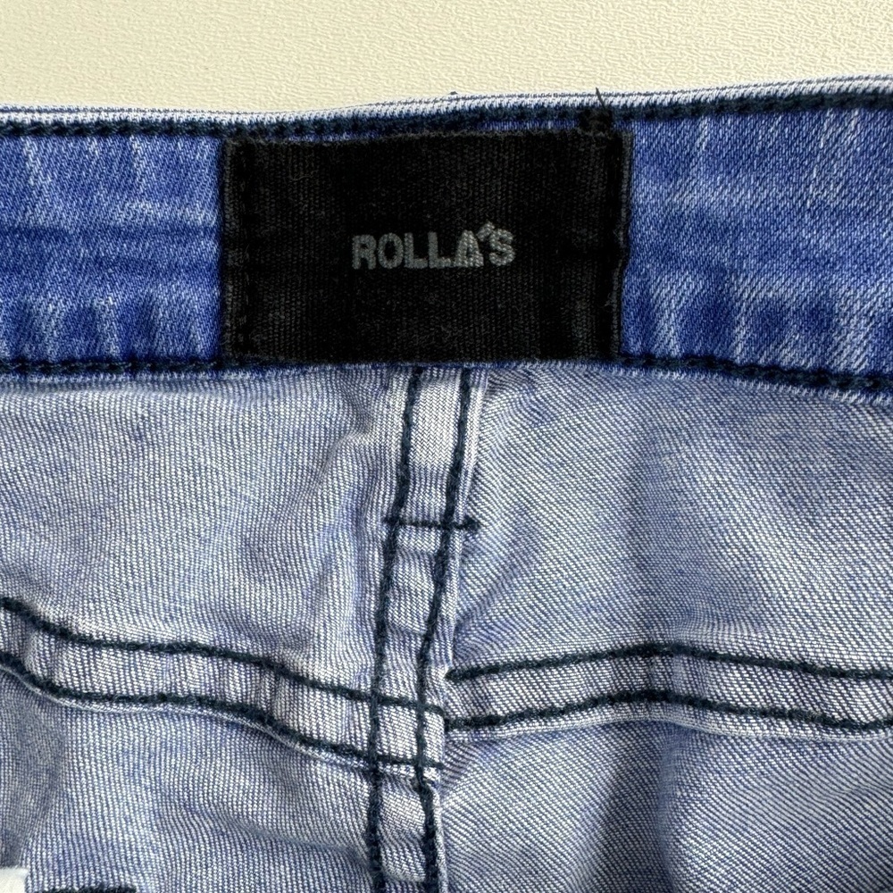 Rolla’s Slim Rollies Bold Blue Destroy Men Distressed Jeans Size 30 - Picture 4 of 14